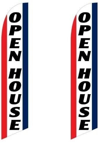Twin Pack Full Sleeve Swooper Flags Open House Red White Blue Vertical,…