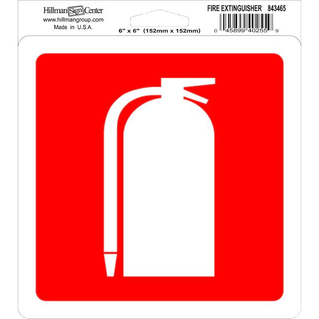 Hillman Fire Extinguisher 6-in x 6-in Vinyl Fire Sign