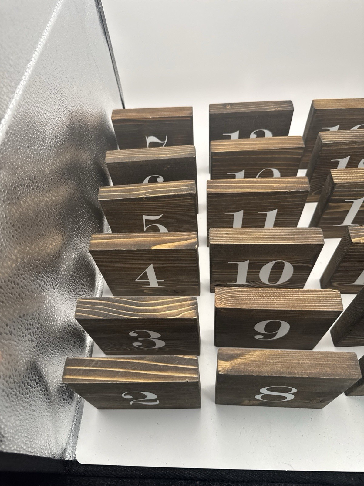 24 Pieces Rustic Wooden Table Numbers 1-12 Double Sided Numbered 4”x4”