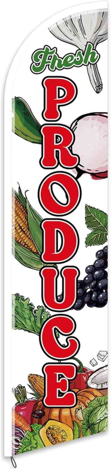 12 ft Fresh Produce Banner Flag – Perfect for Grocery Stores & Farmer Markets