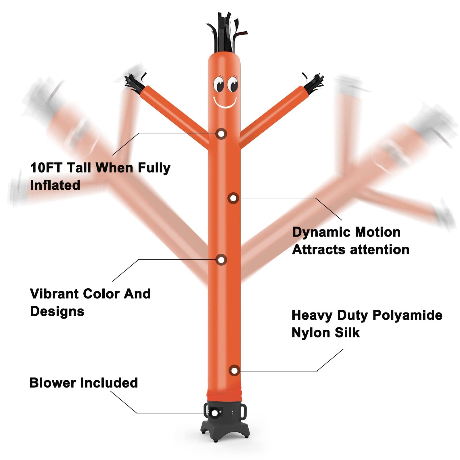 Mounto 10Ft Inflatable Dancer Waving Tube Man Puppet For Store Sign Orange