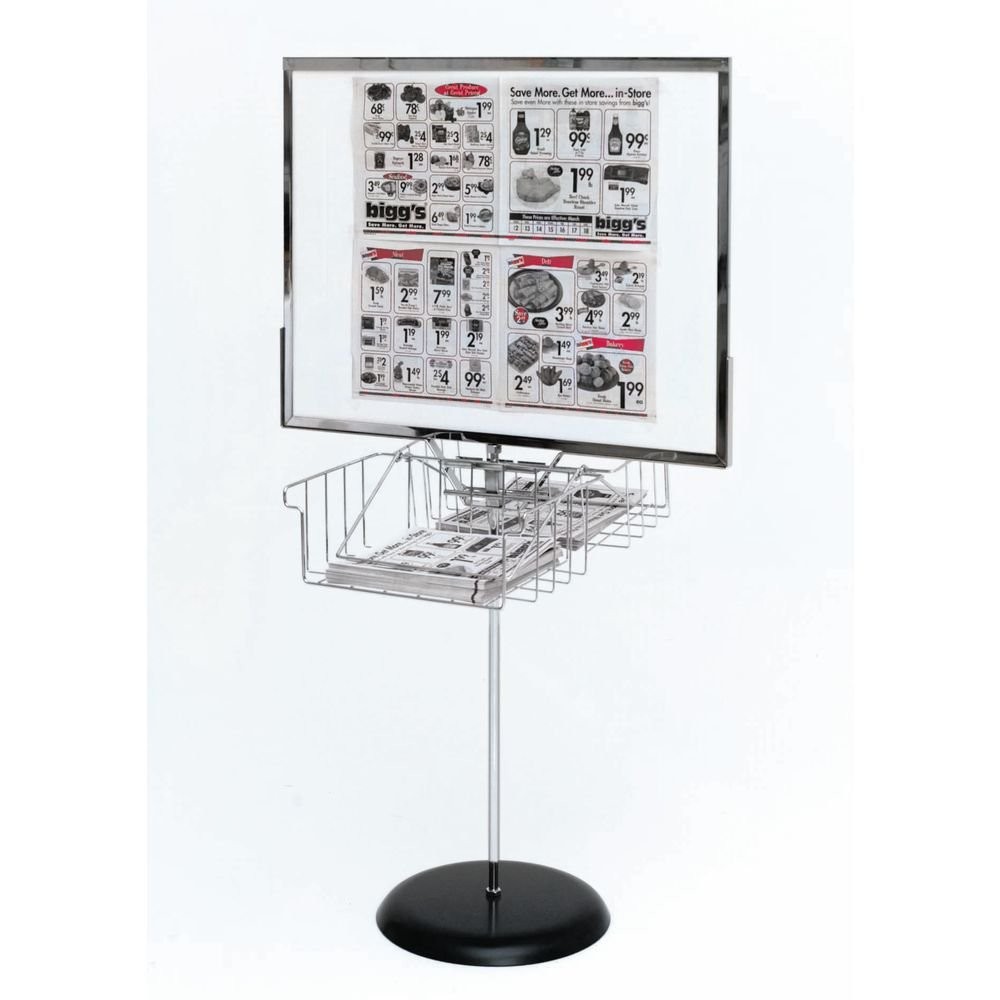 Newspaper Ad Floor Stand Chrome Metal Double Page – 64&Prime;H