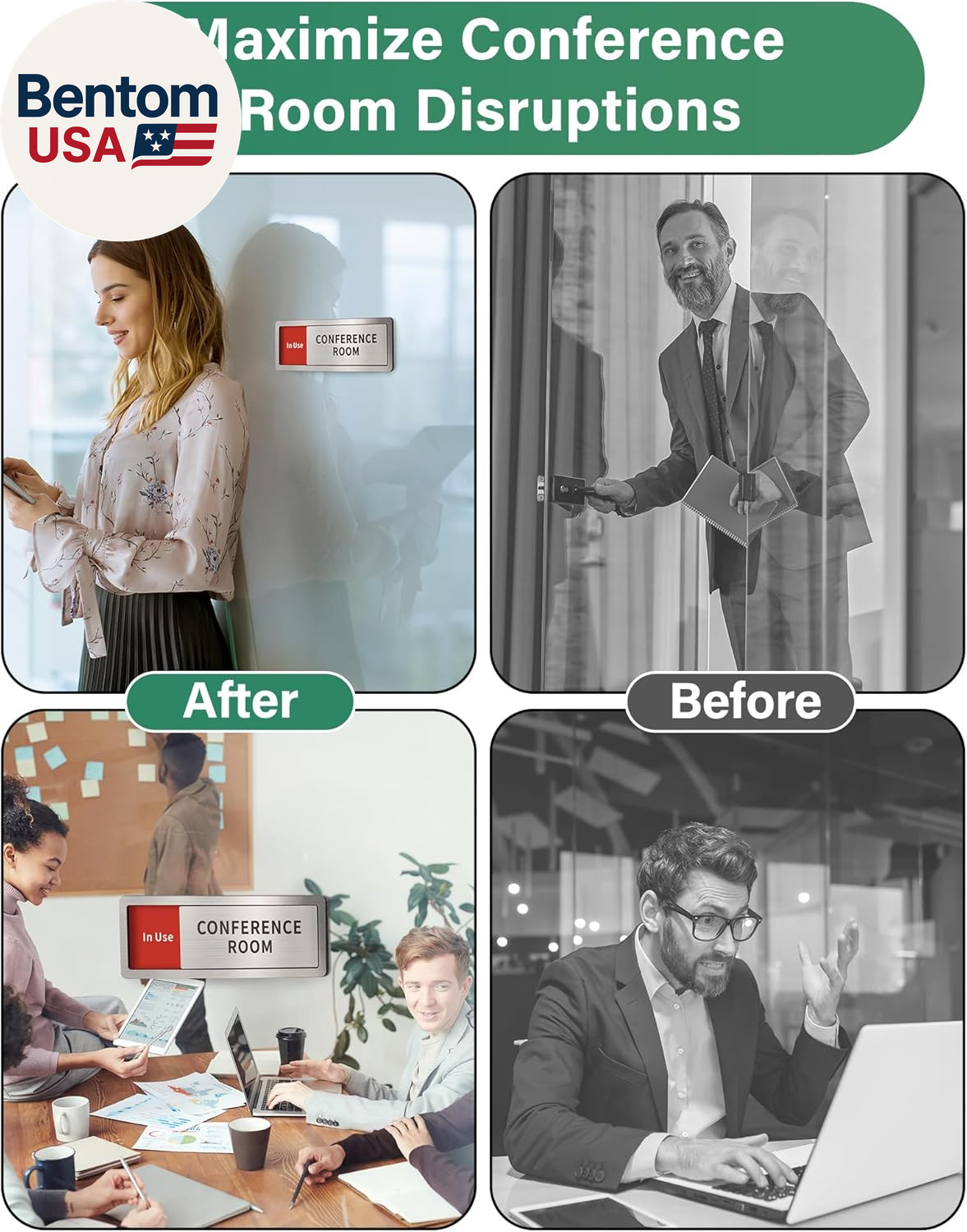 Conference Room Office Door Signs Do Not Disturb, in Use/Available Slider Sign f