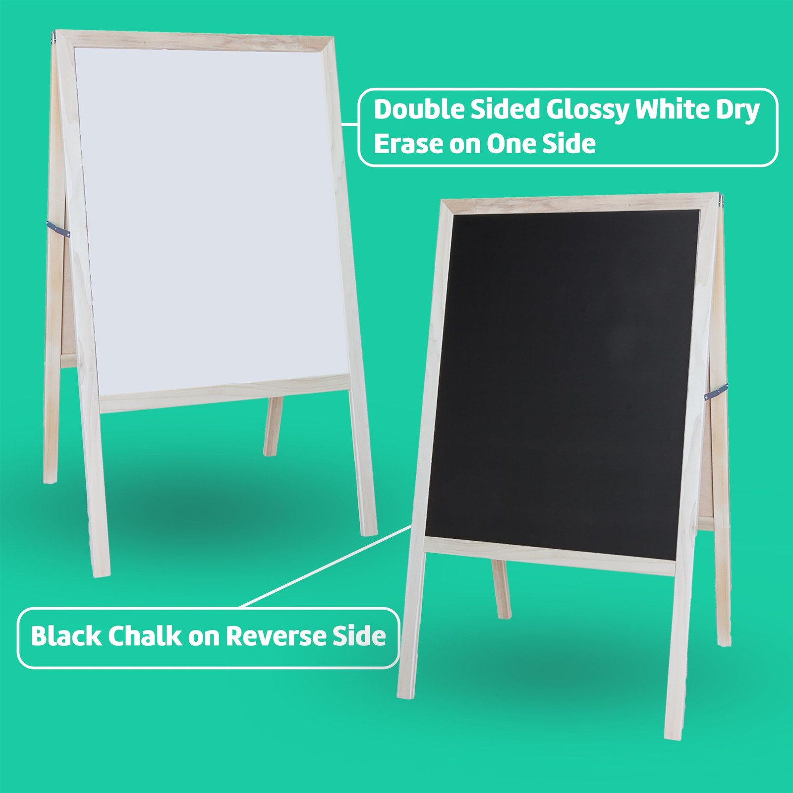 Flipside Products Marquee Easel Natural Hardwood White Dry Erase/Black