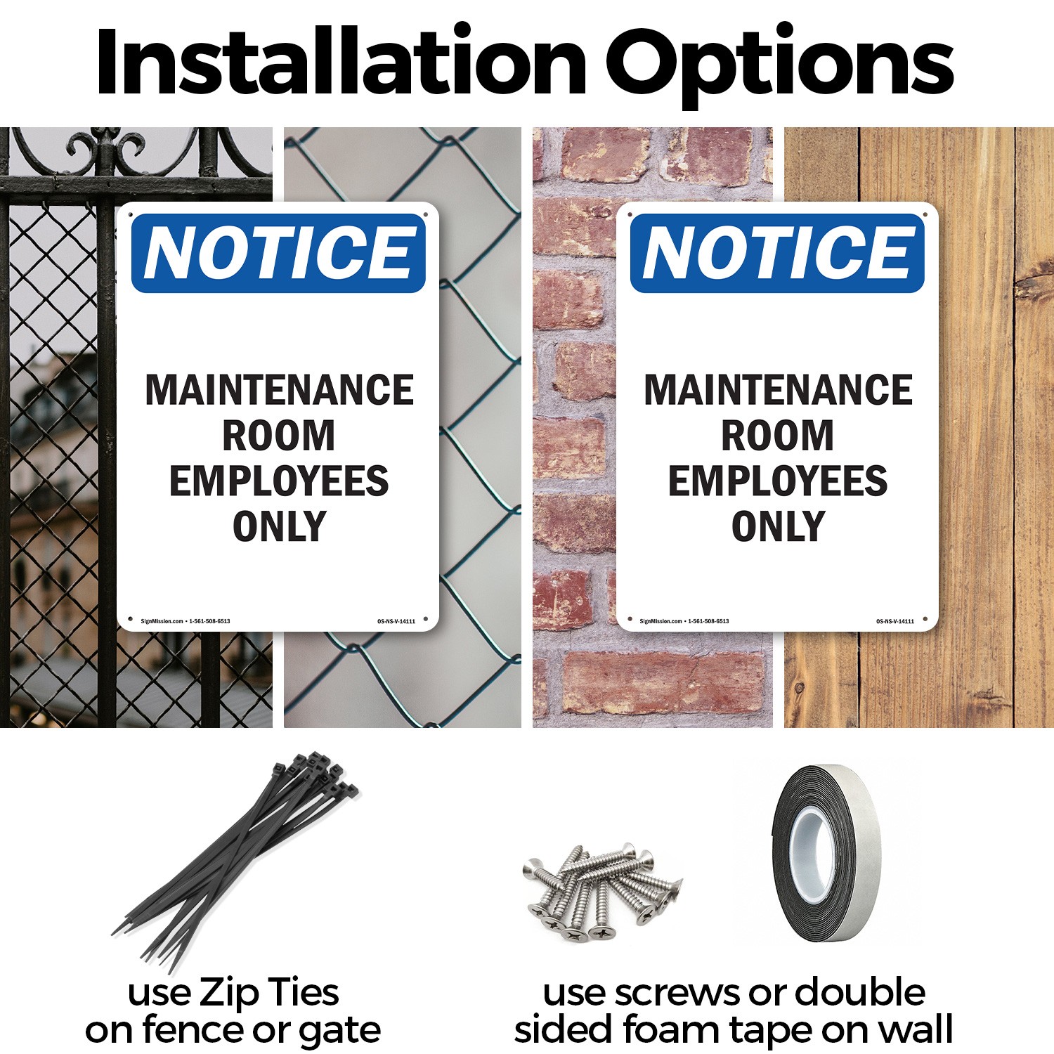 Maintenance Room Employees Only OSHA Notice Sign Metal,, Decal 5 or 10 Pack