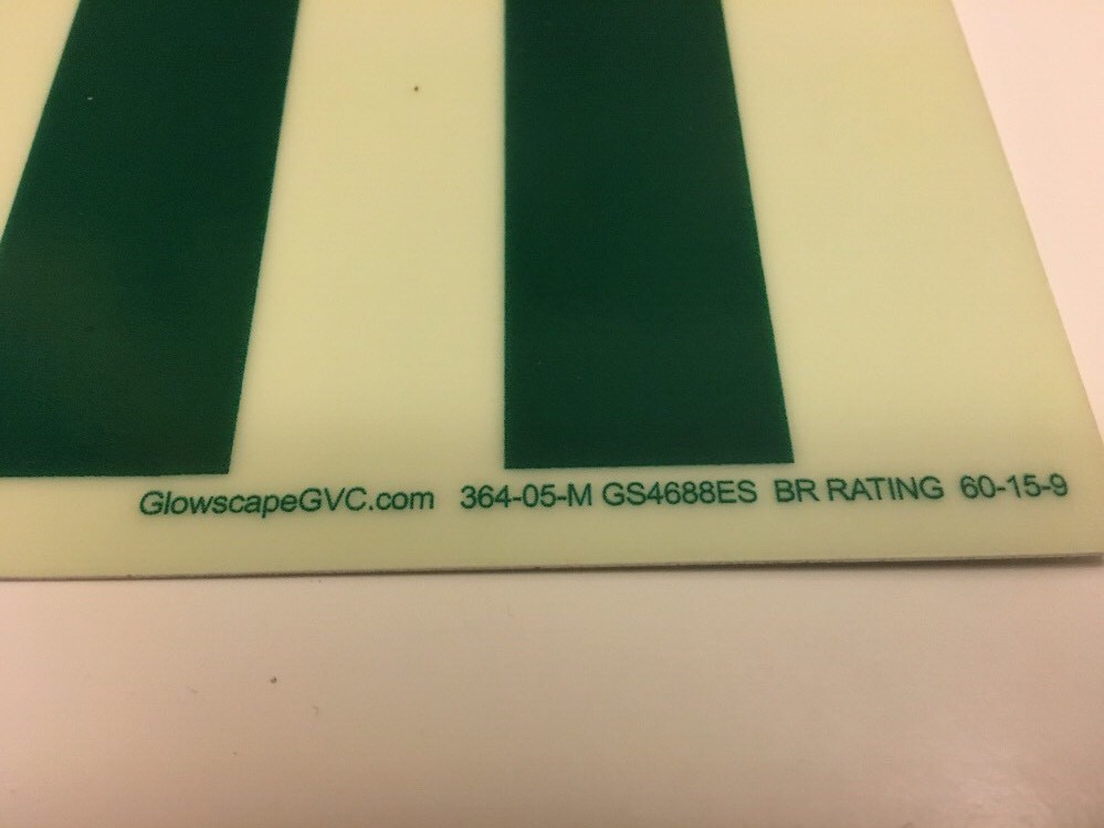 PHOTOLUMINES EXIT DOOR EGRESS SIGN. ALUMINUM 4 3/4 -9 1/2” GS4688ES GLOWSCAPE