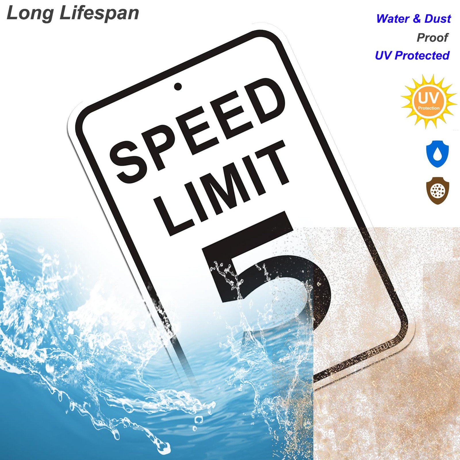 2-Pack 12x18in &lsquo;Speed Limit 5 MPH&rsquo; Reflective 40Mil Aluminum Sign UV Coated