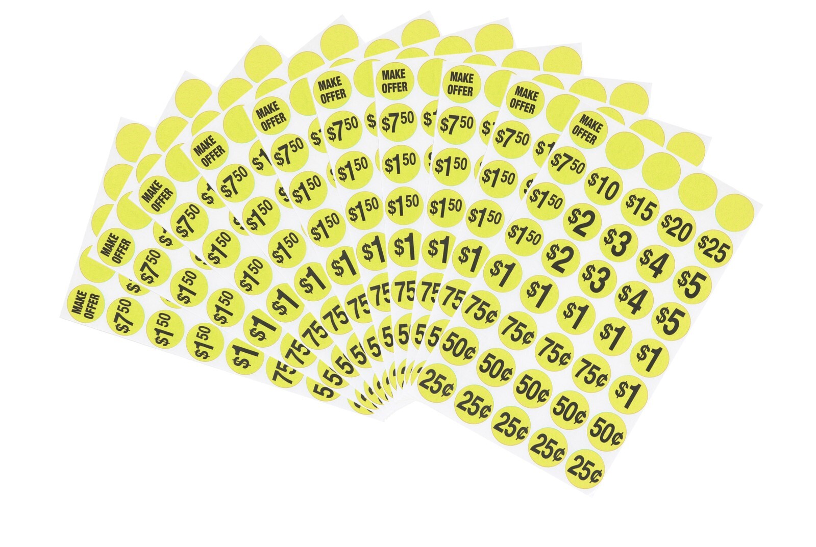 Huge Sale Kit: 3 YARD SIGNS, 600 pre-PRICED STICKERS, 15 LARGE. PRICE LABELS 