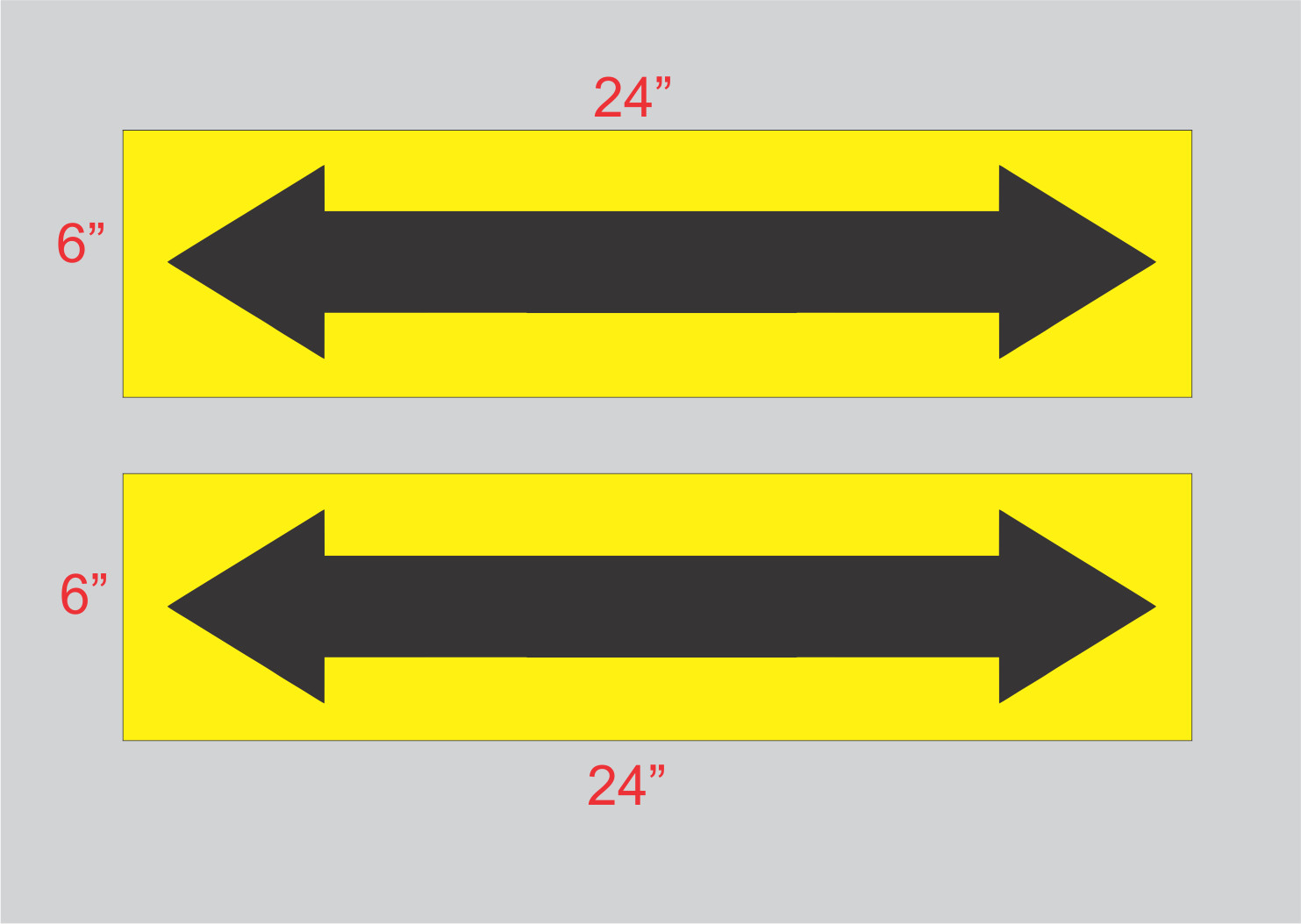 Black on Yellow DOUBLE END ARROW 6&Prime;x24&Prime; REAL ESTATE RIDER SIGNS BOGO Doubl Sided