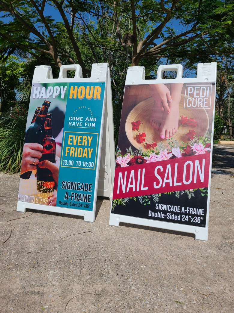 SideWalk Sign & 2 Plastic Sign Panels 24 »x36 » Custom Printed Your Text & Logos