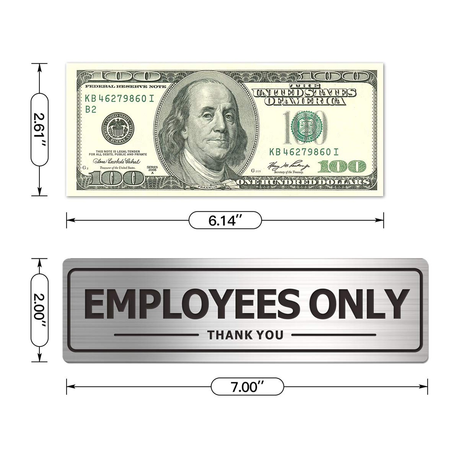 Employees Only Sign, Metal Self-Adhesive Signs for Business Door Wall, Alumin…