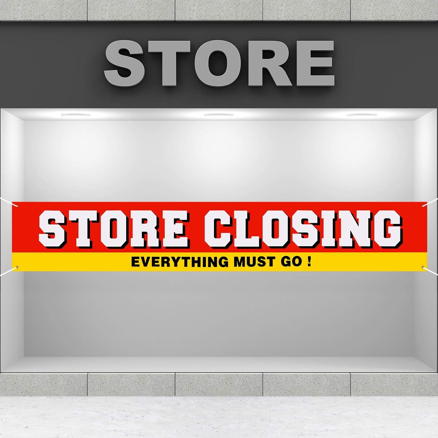 Large Store Closing Banner Everything Must Go Going Out of Business Sign Flag