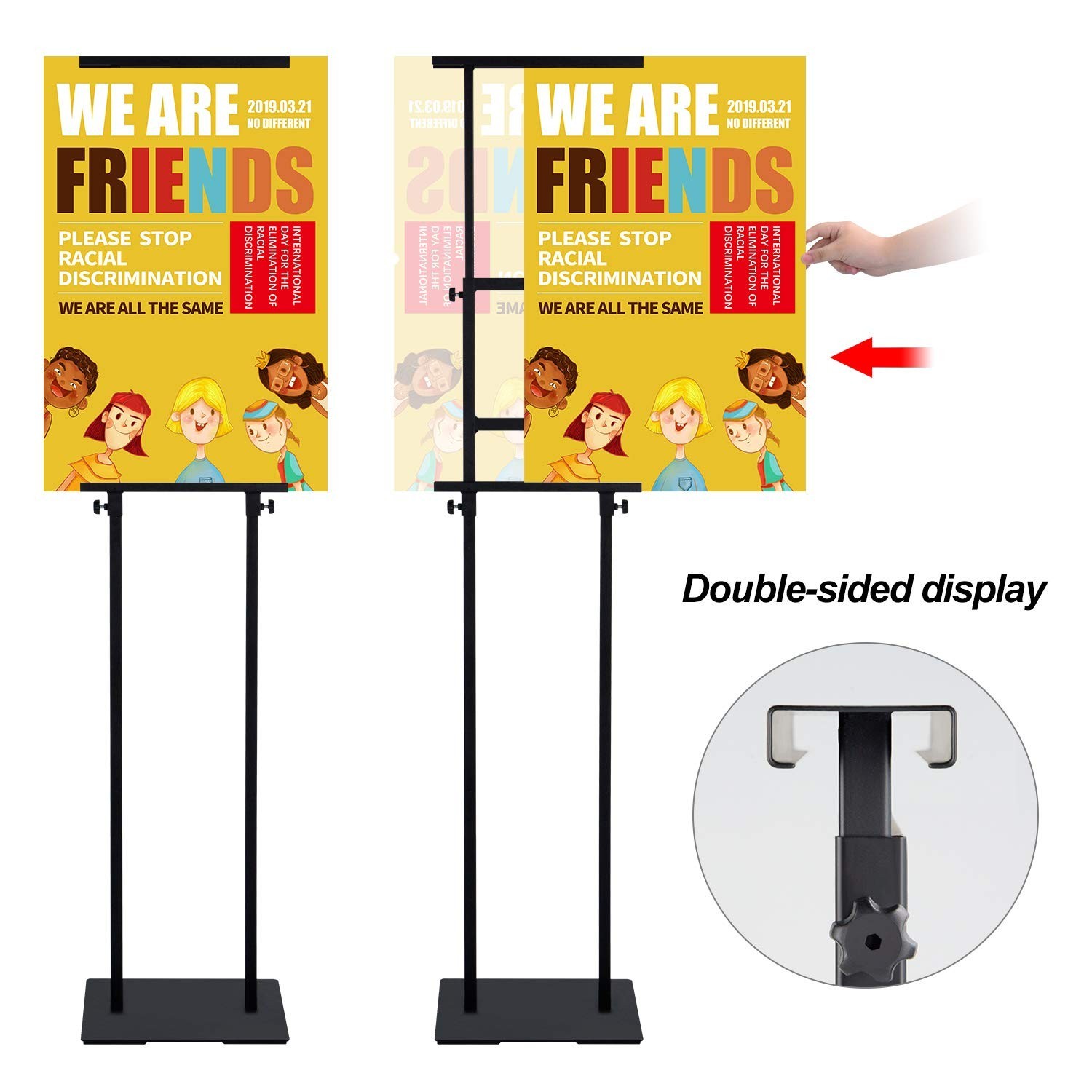 Klvied Heavy Duty Poster Stand with Non-Slip Mat Base, Adjustable Pedestal Si…