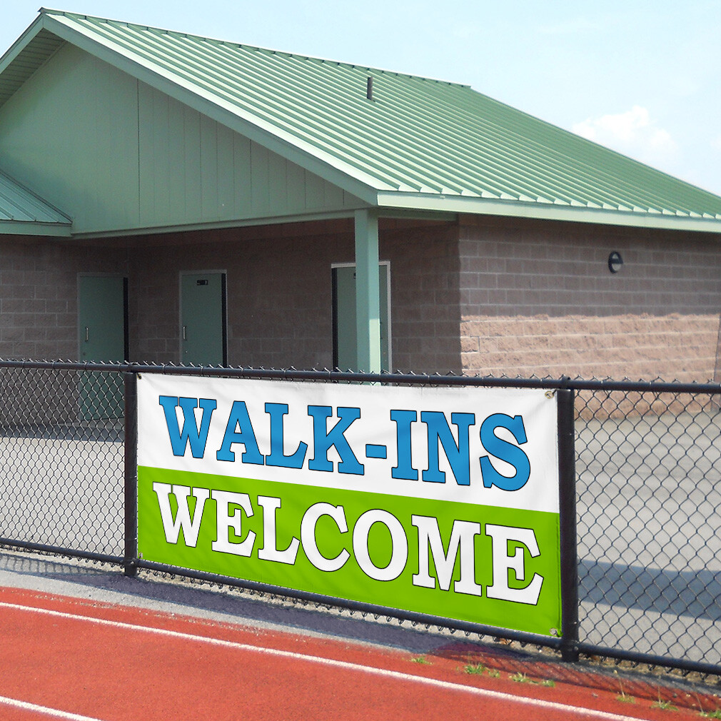 Vinyl Banner Multiple Sizes Walk-Ins Welcome Business Advertisement Business