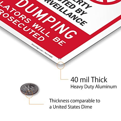« Warning – This Property Is Protected By 10&Prime; x 14 » Non Reflective Aluminum