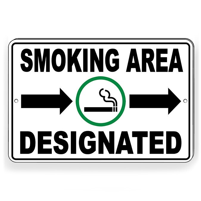 Designated Smoking Area Arrows Right Metal Sign Or Decal 6 SIZES SPP007