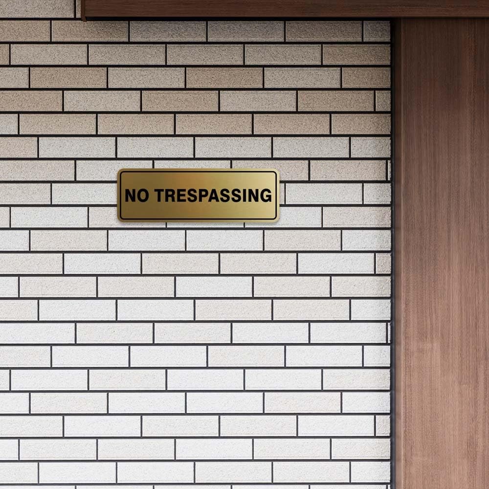 Standard NO TRESPASSING Door/Wall Sign – Black – Medium 1 Pack