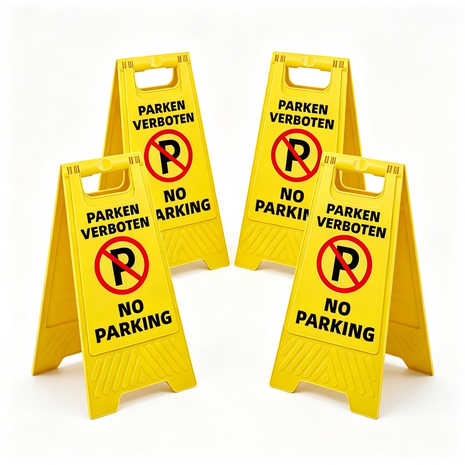 Outdoor No Parking Signs 2/4 Pack, Two-Sided Folding Floor Sign with Symbol, Inc