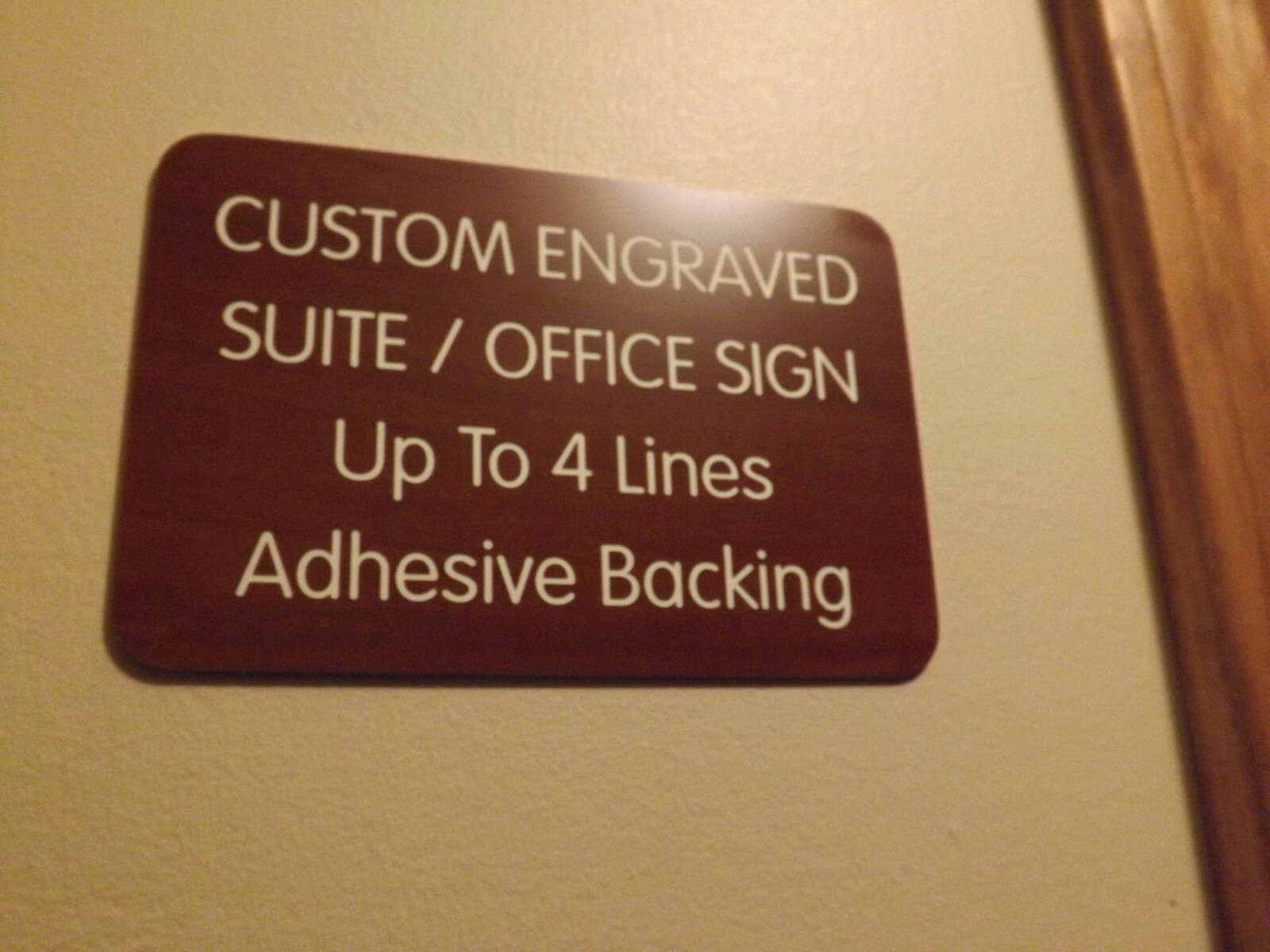 Custom Engraved Mahogany 4×6 Office Suite Sign | Small Business Wall Door Plaque