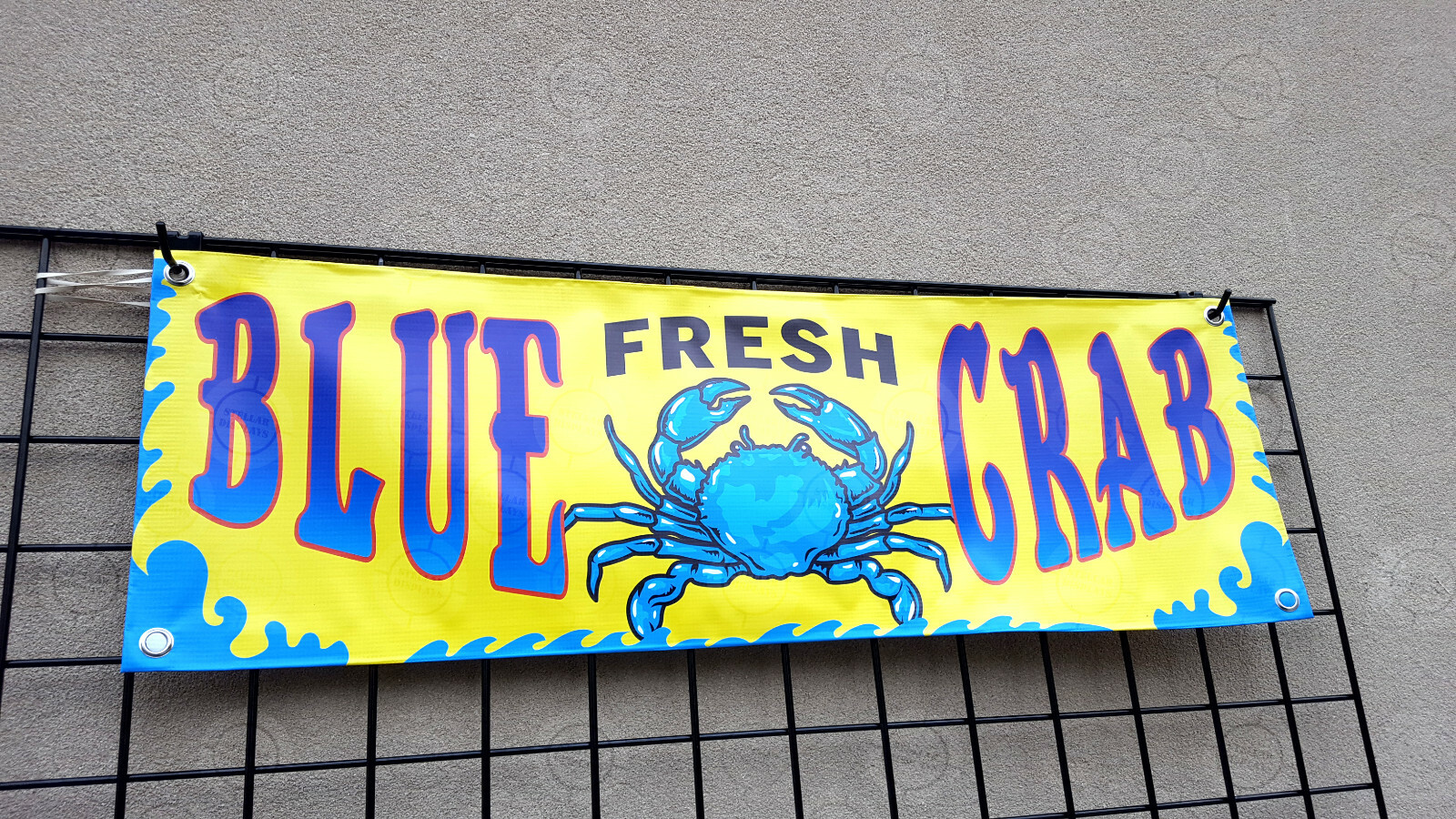 FRESH BLUE Crab Banner Food Restaurant Open Sign Shop Display Colorful Vinyl Cod