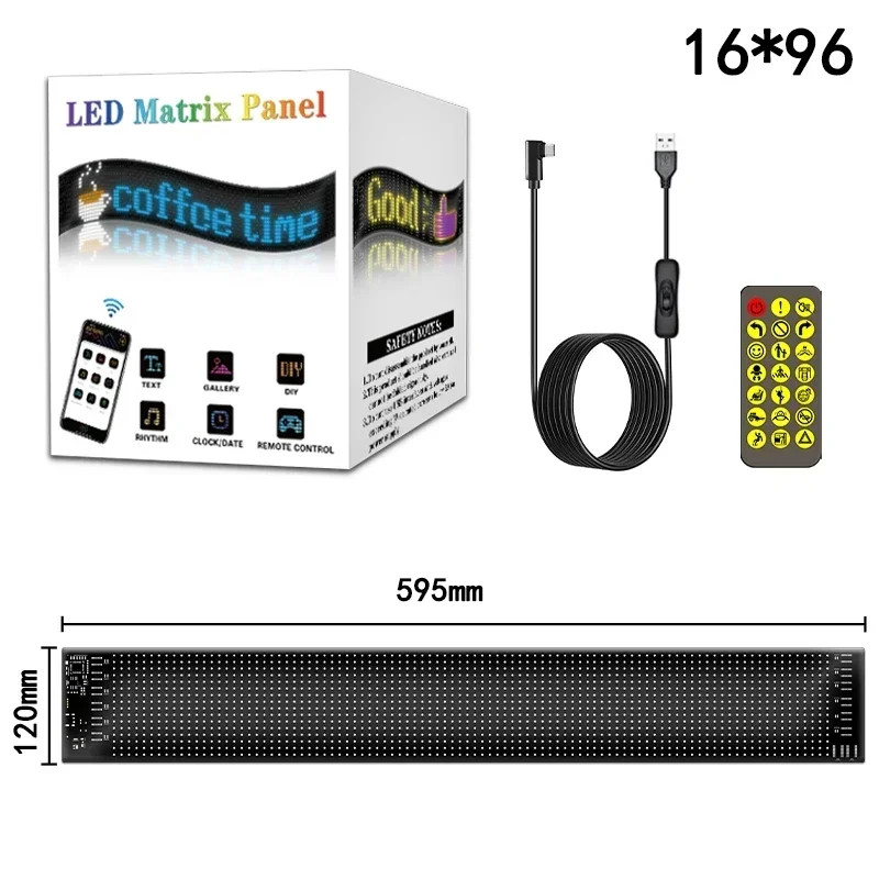 LED Matrix Pixel Panel, Scrolling Bright Advertising LED Signs, Flexible USB 5V