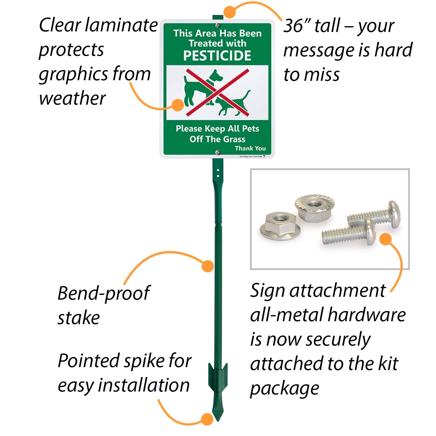 « Area Treated with Pesticides, Keep Pets Off Grass » Sign for Lawn | 10&Prime; x 12&Prime;…