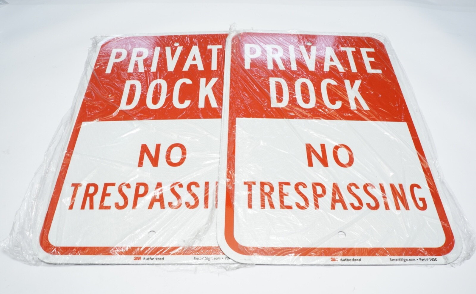Lot of 2 3M SmartSign « Private Dock – No Trespassing » Sign 12&Prime; x 18&Prime; Reflective