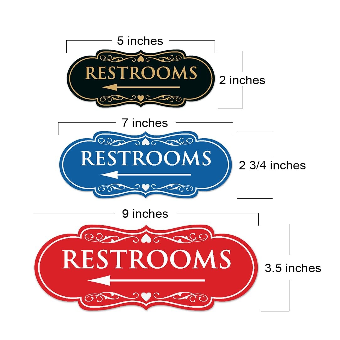 Designer Restrooms Left Arrow Sign Easy Installation Durable Wall Door Black
