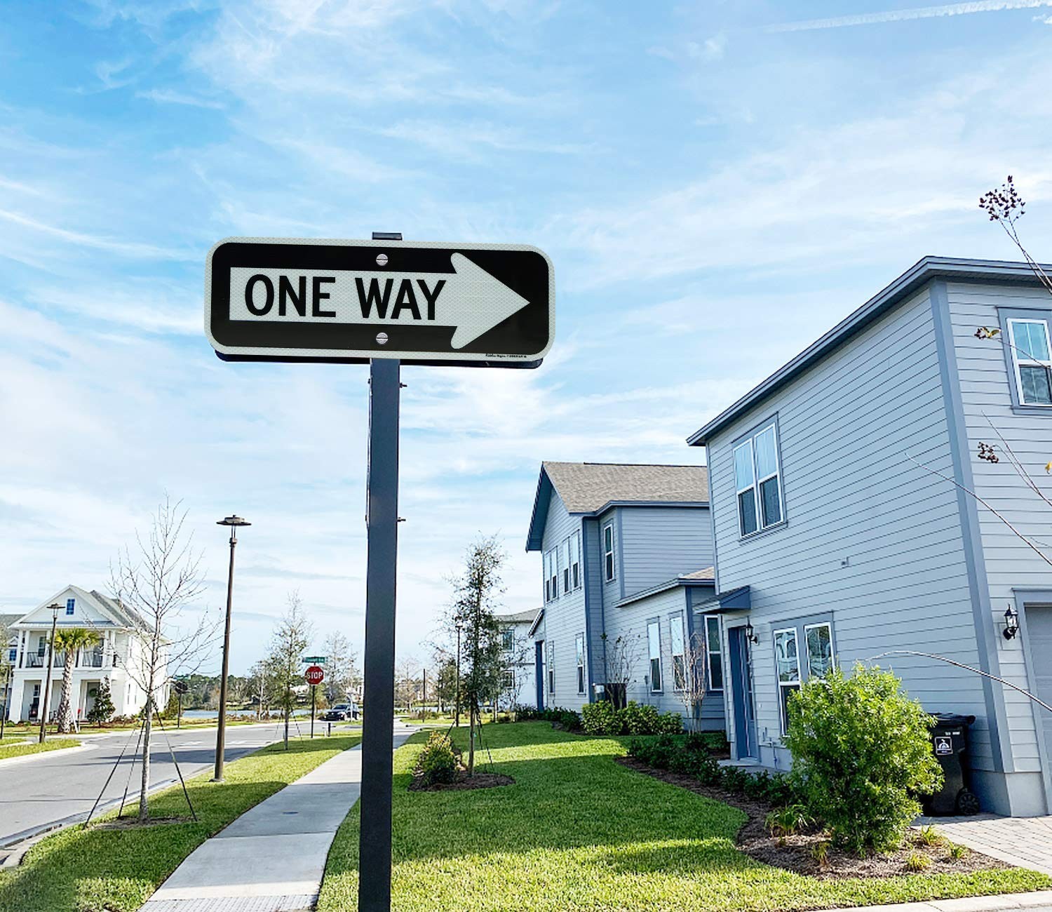 18×6 Reflective One Way Sign with Right Arrow – Rust-Free Aluminum, UV Protected