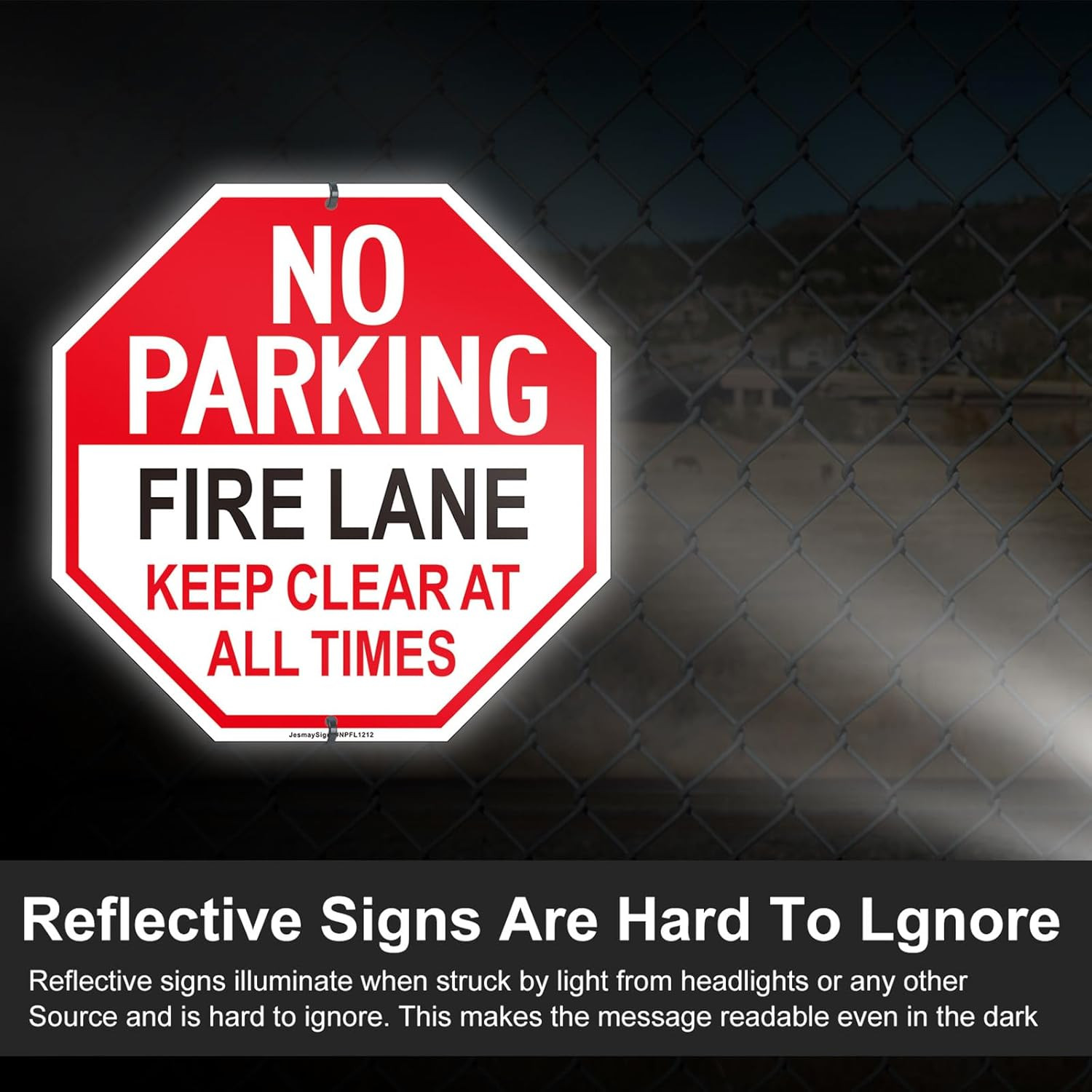 Reflective Fire Lane No Parking Sign – 12&Prime; x 12&Prime; Aluminum, 2 Pack