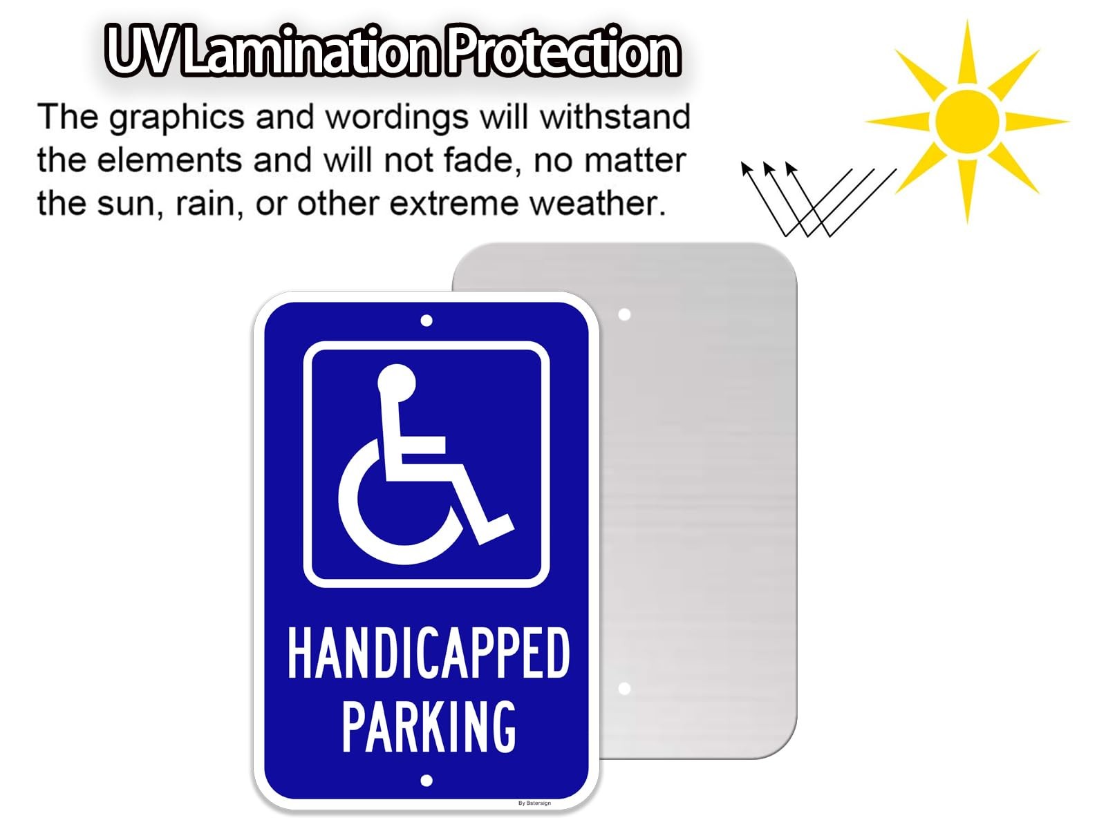 Handicap Parking Signs x 2 Pack, 12 x 18, Reflective Aluminum, Waterproof.