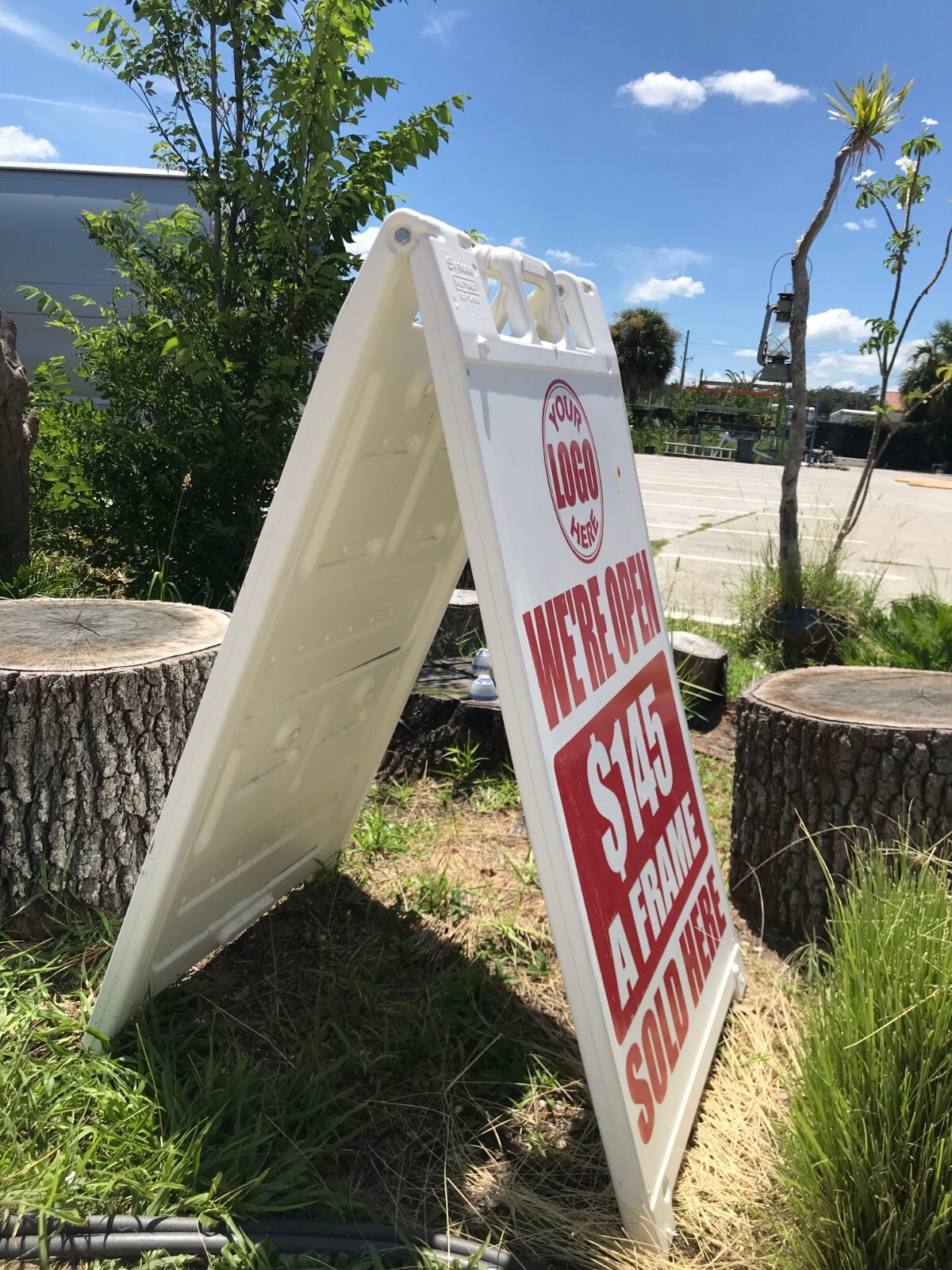SideWalk Sign & 2 Plastic Sign Panels 24 »x36 » Custom Printed Your Text & Logos