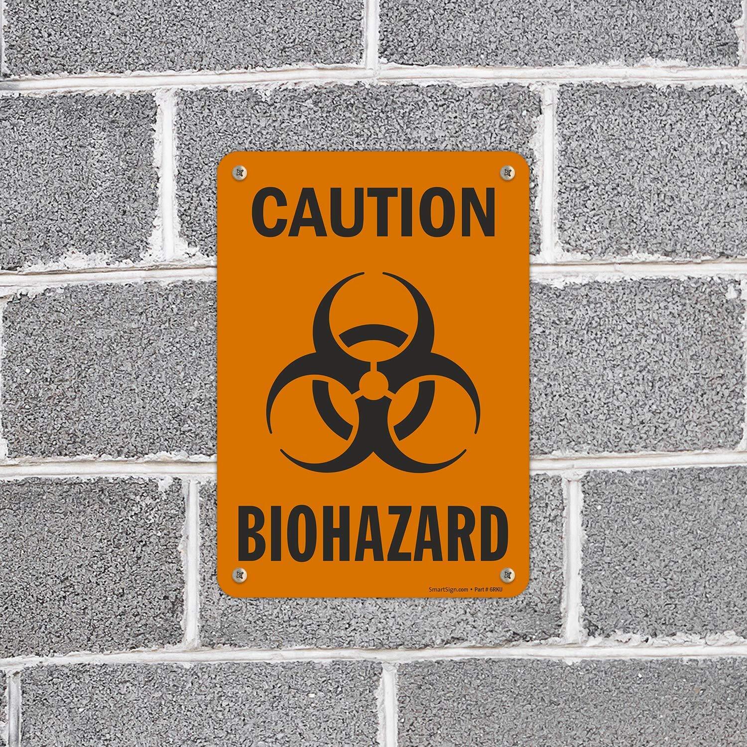 7×10 inch Caution Biohazard Plastic Sign for Lab Medical Waste Safety