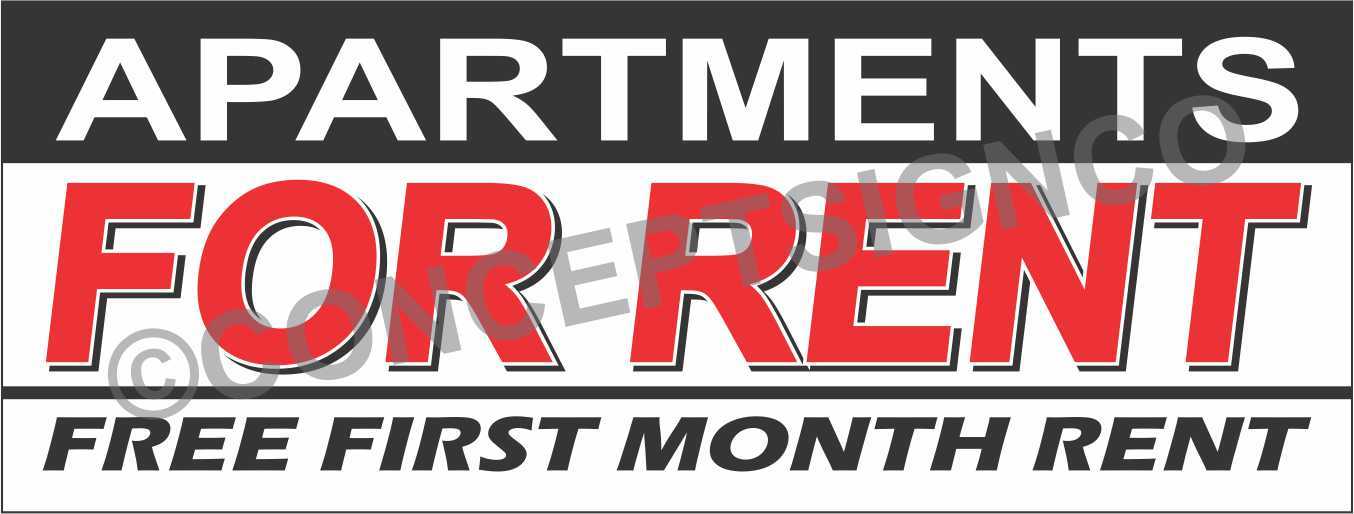 2&rsquo;X5&prime; APARTMENTS FOR RENT BANNER Outdoor Sign Free First Month Rental Specials