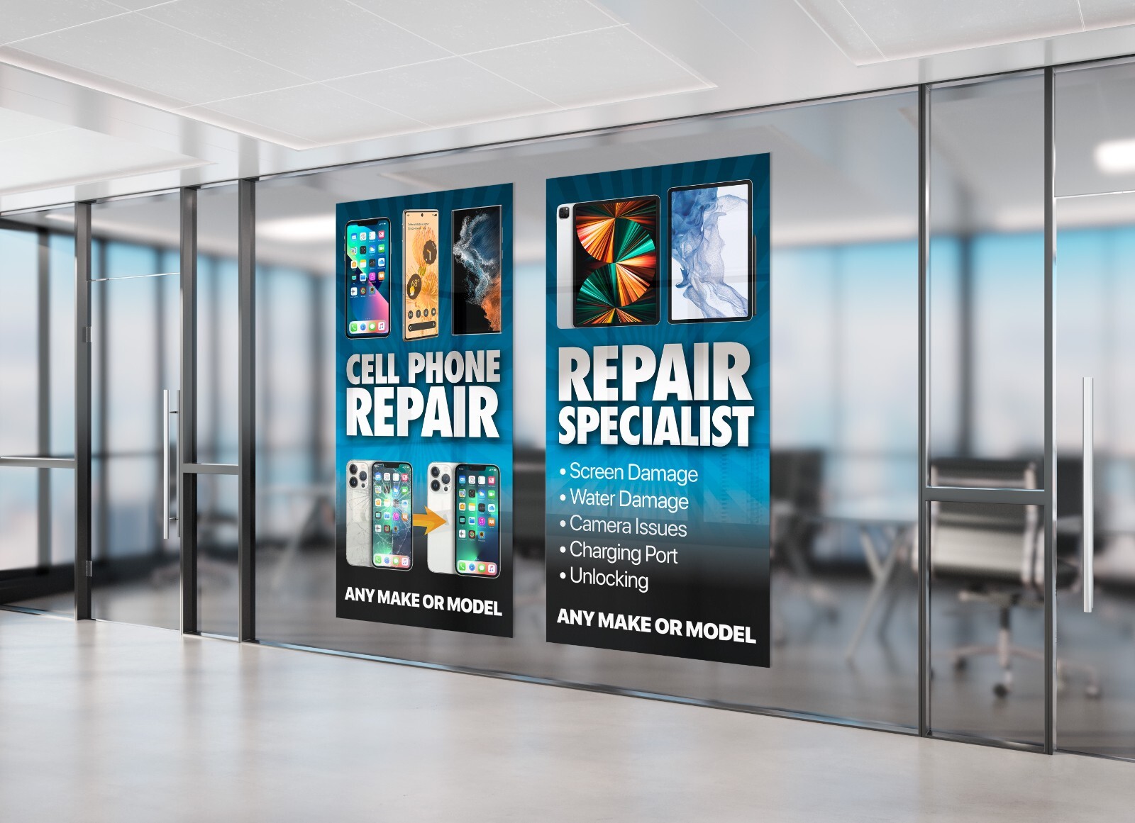 Cell Phone Repair Banner Poster Sign computer repair iphone ipad ipod samsung