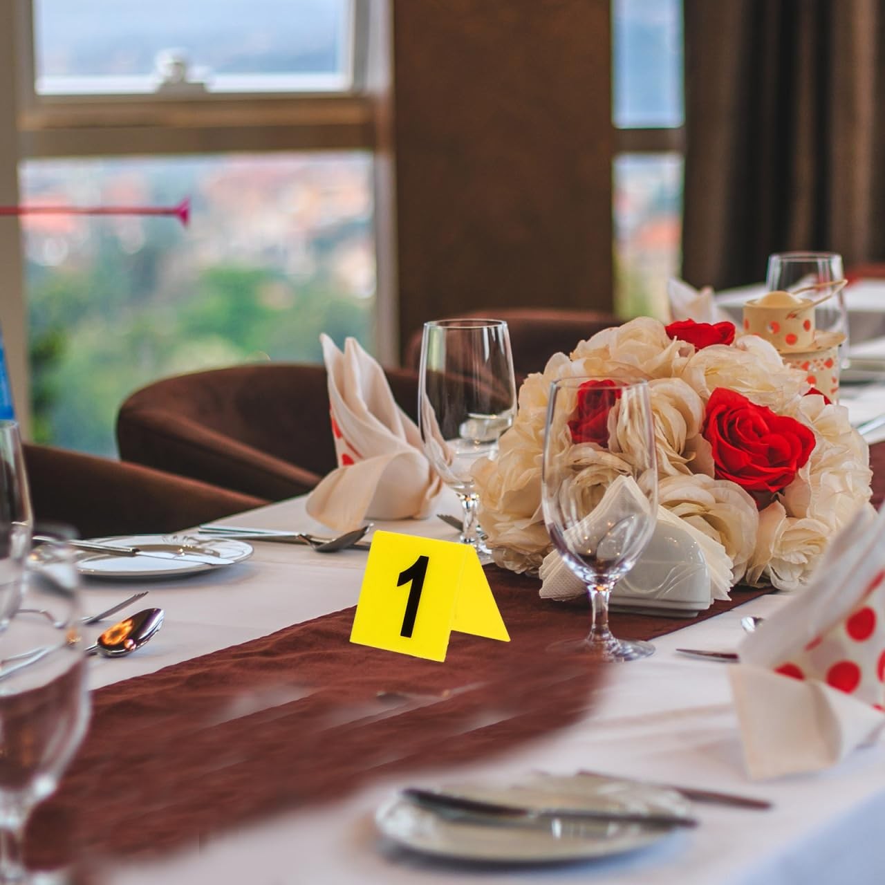 10 PCS Restaurant Table Numbers 1-10 Double Side Numbered Tents Markers Set