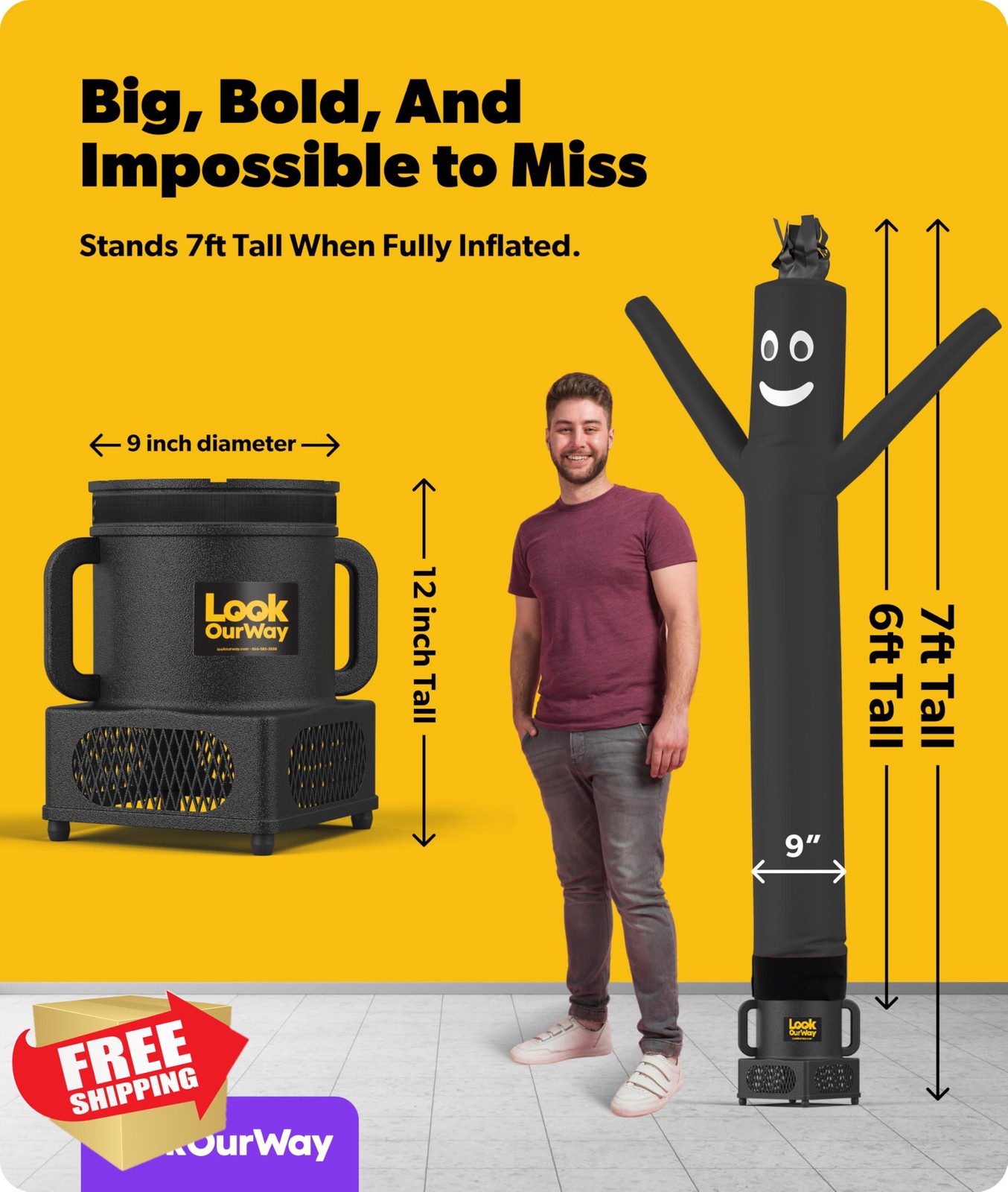 LookOurWay Air Dancers Wacky Waving Inflatable Tube Guy – 7ft Tall Inflatable…