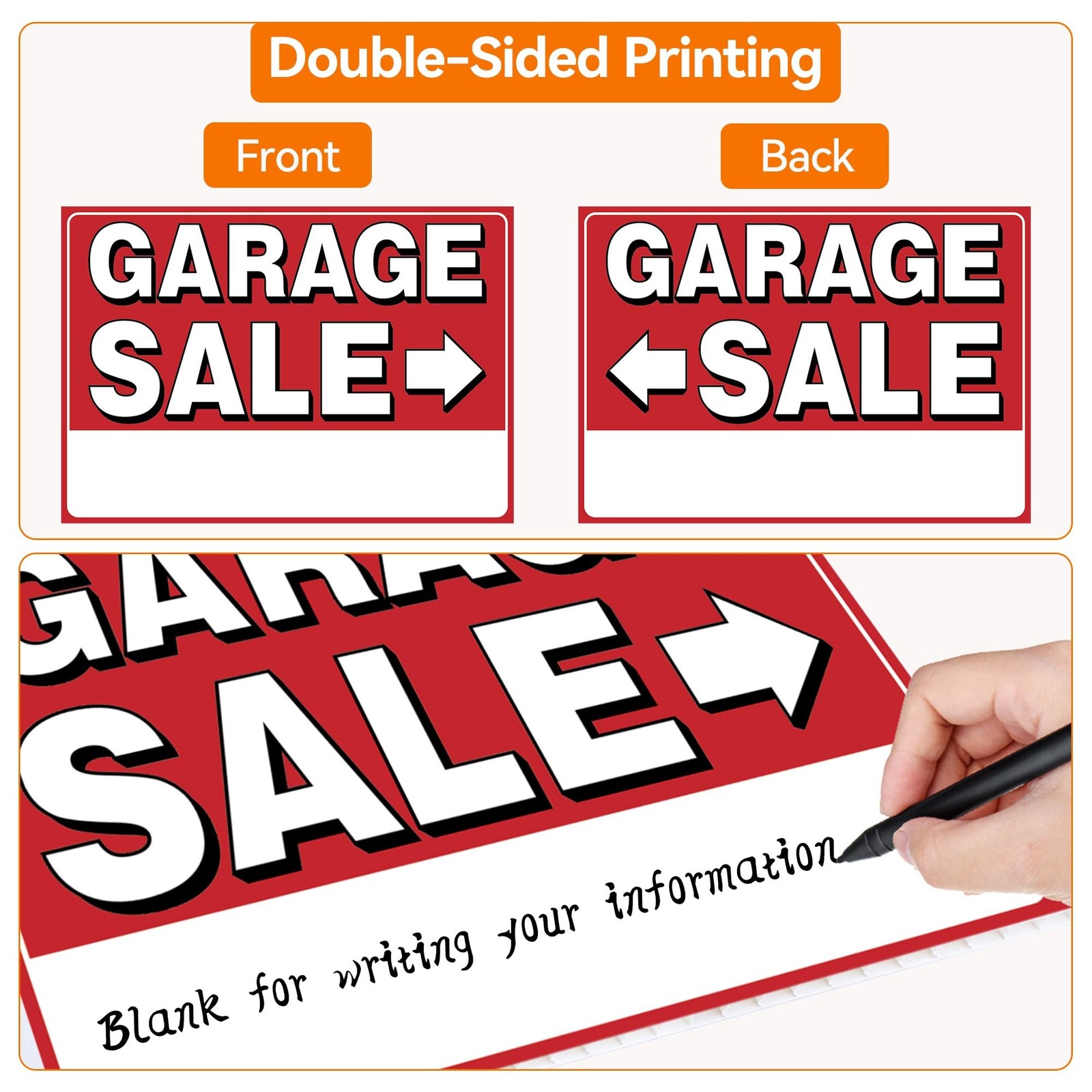 4 Pack Garage Sale Signs, Large Garage Sale Sign with Metal Stakes, 17×12 Inc…