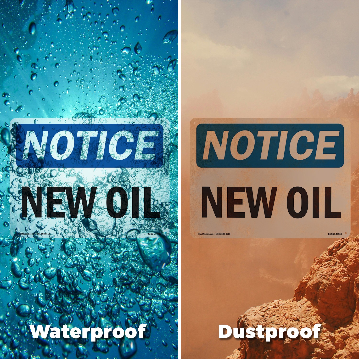 New Oil OSHA Notice Sign Metal, Plastic, Or Decal – 5 or 10 Pack