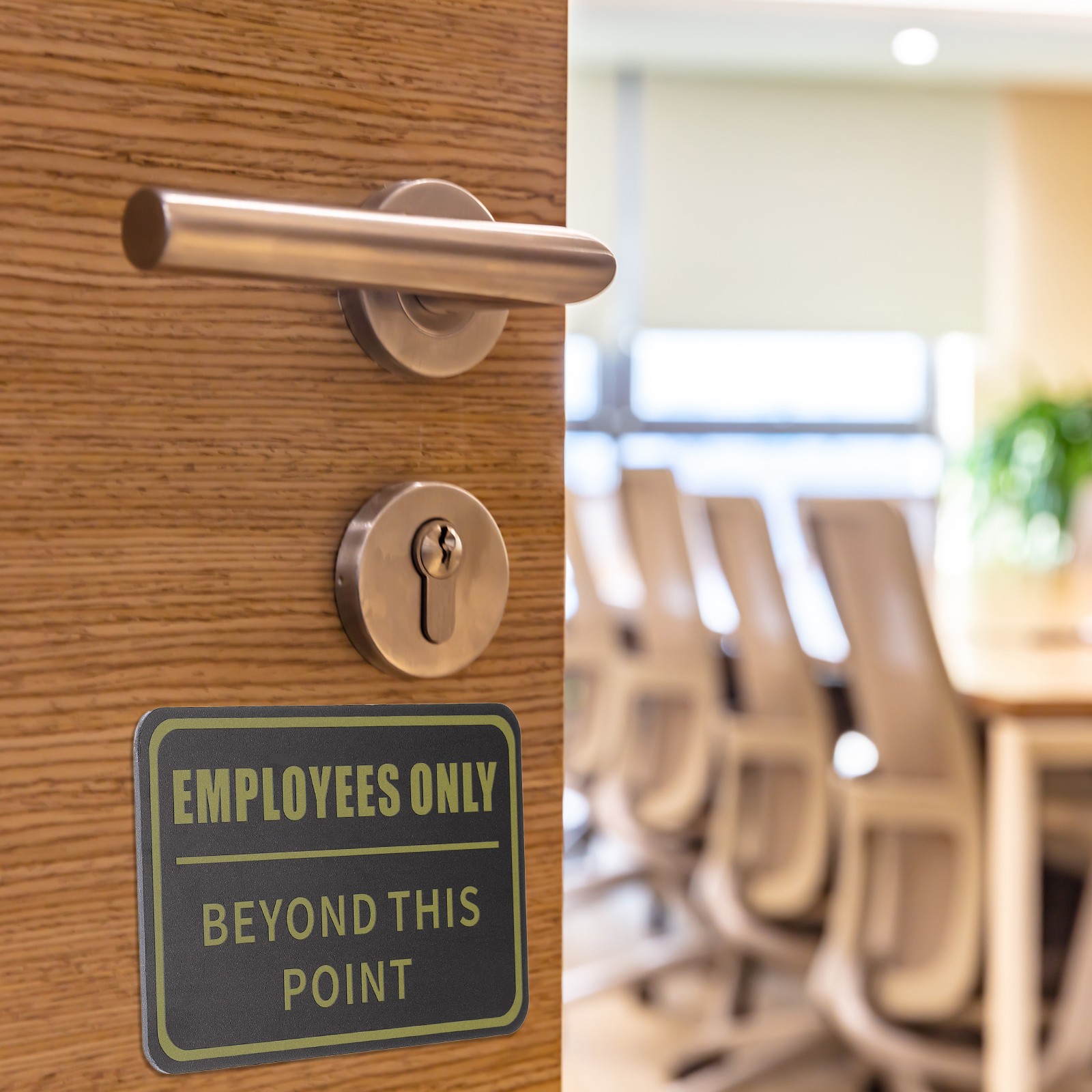 Employees Only Sign, 2 Pack 6×4 Inch Plastic Adhesive Office Door Signs White