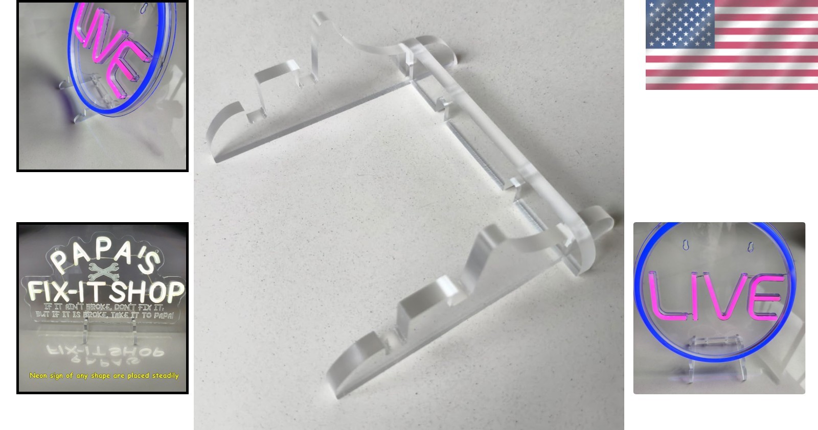 Crystal-Clear Acrylic Neon Sign Holder Base – Adjustable & Stable Tabletop Stand