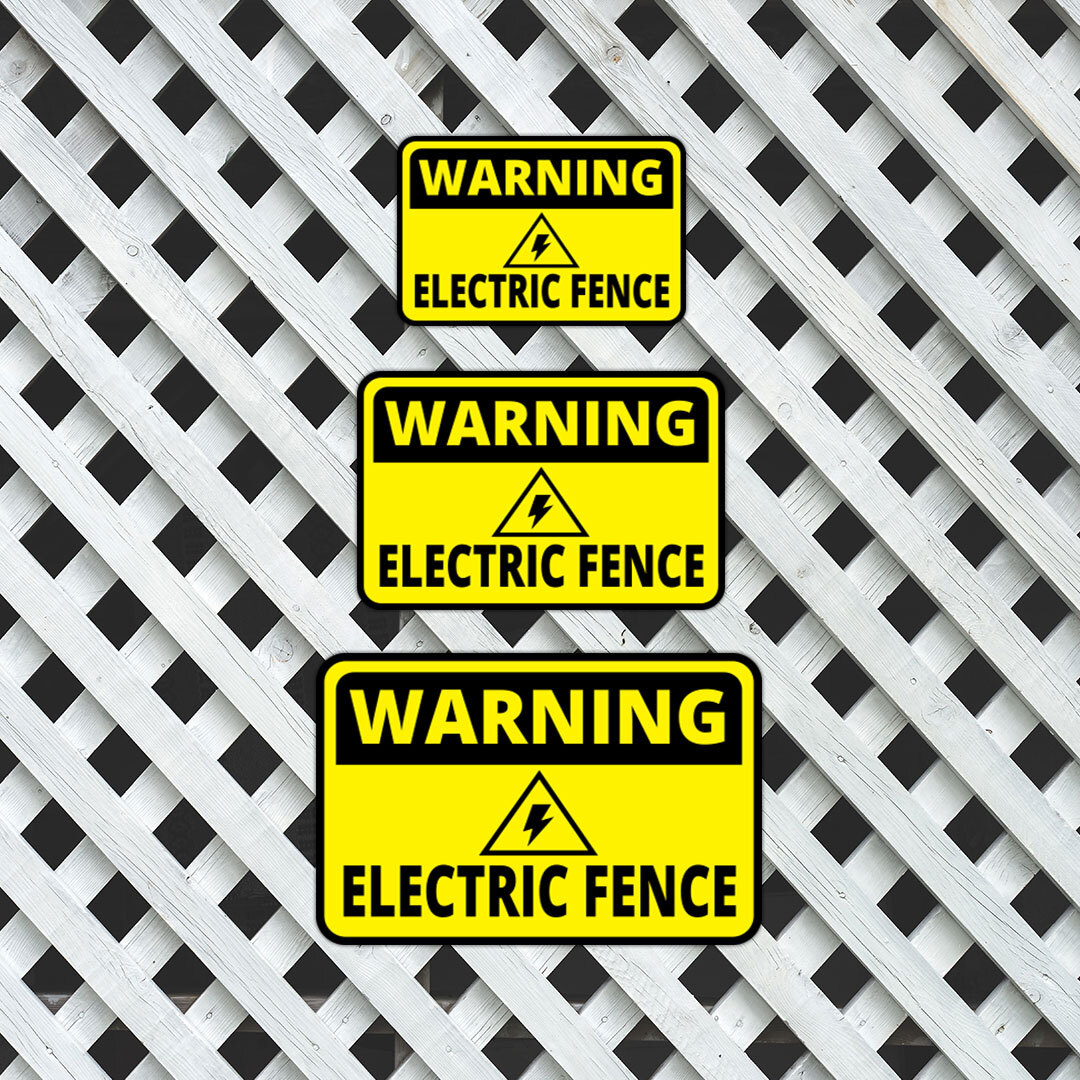 Classic Framed Plus Warning Electric Fence Wall or Door Sign | Health & Safety