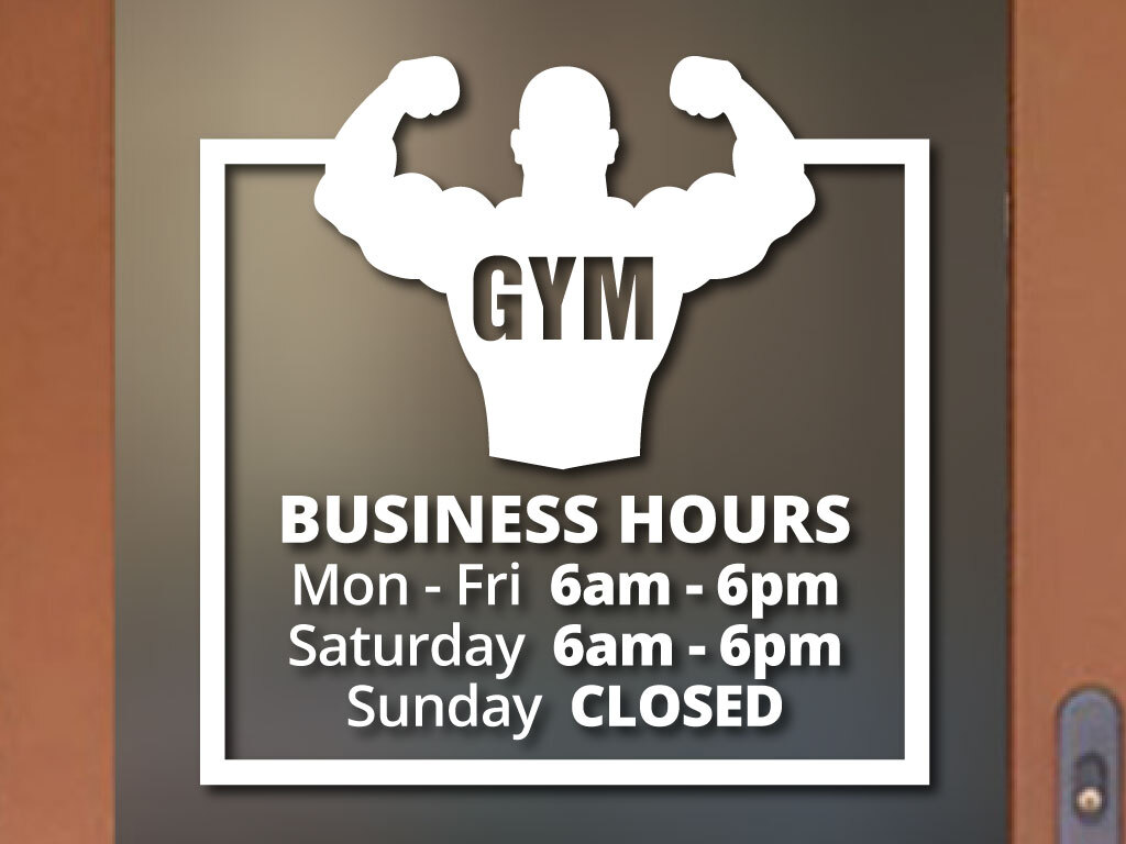 GYM ORIGINAL BUSINESS HOURS COLORS and Sizes PERSONALIZED Sign
