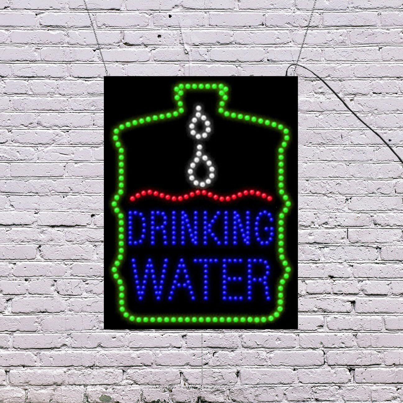 LED Drinking Water Sign | Light Up Sign | 26&Prime;H x 20&Prime;W x 2&Prime;D