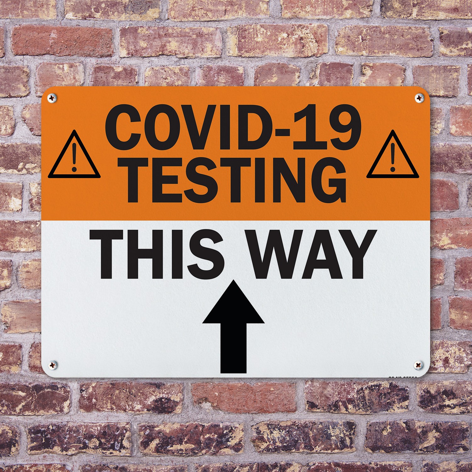 COVID-19 Testing This Way Up Arrow Public Safety Sign Or Decal – 5 or 10 Pack