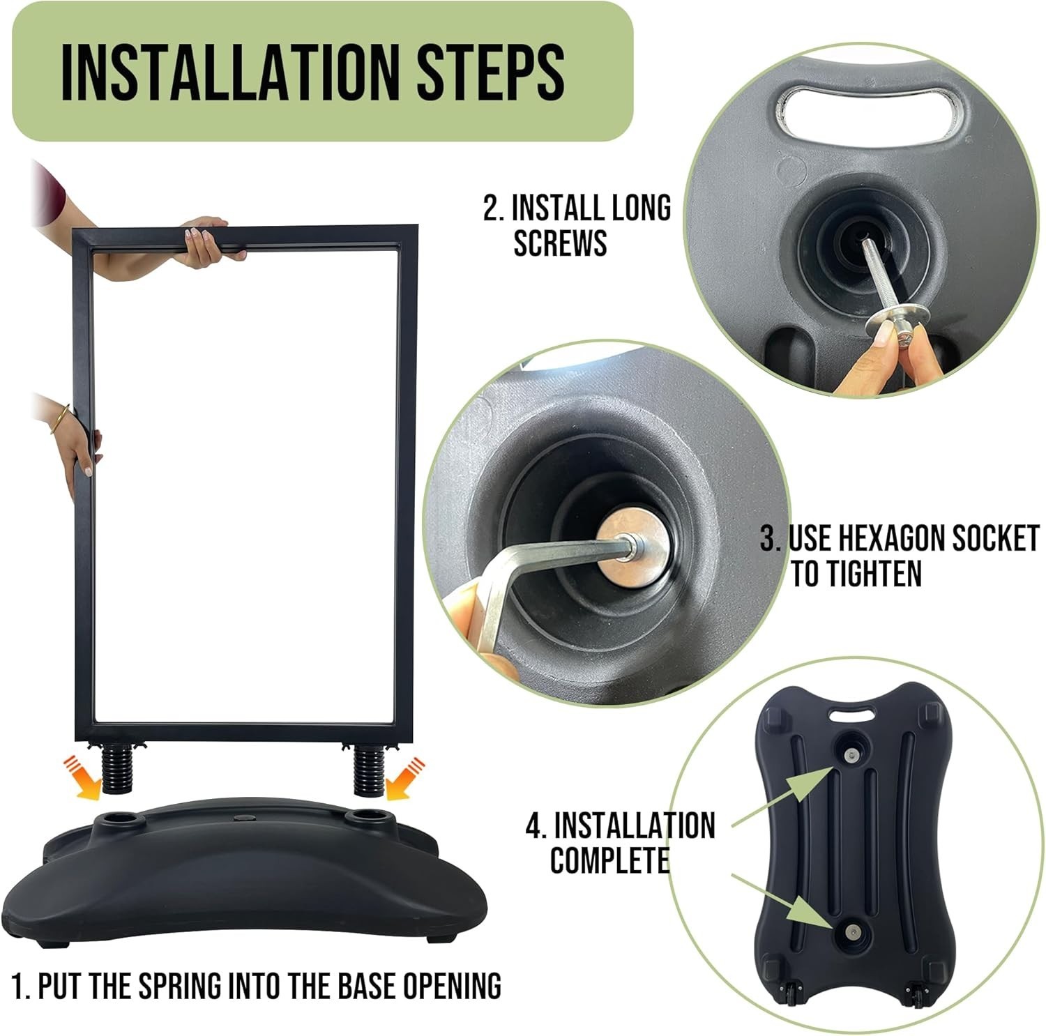 24&Prime;x36&Prime; Water Base Sidewalk Sign Holder with Wheels, Outdoor Poster Stand