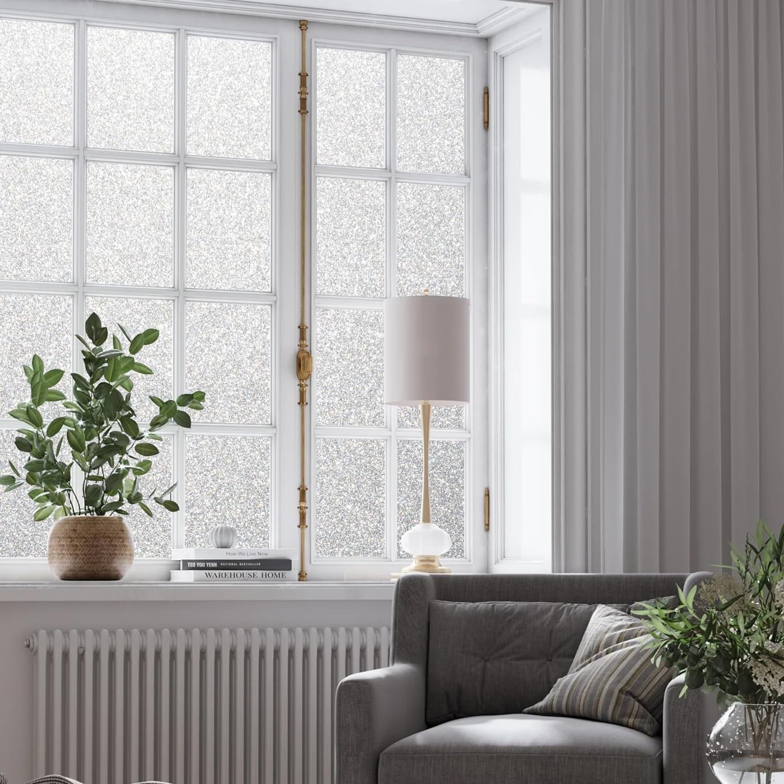 LEMON CLOUD Window Privacy Film, Frosted Glass Window Film, Glass Door Privac…