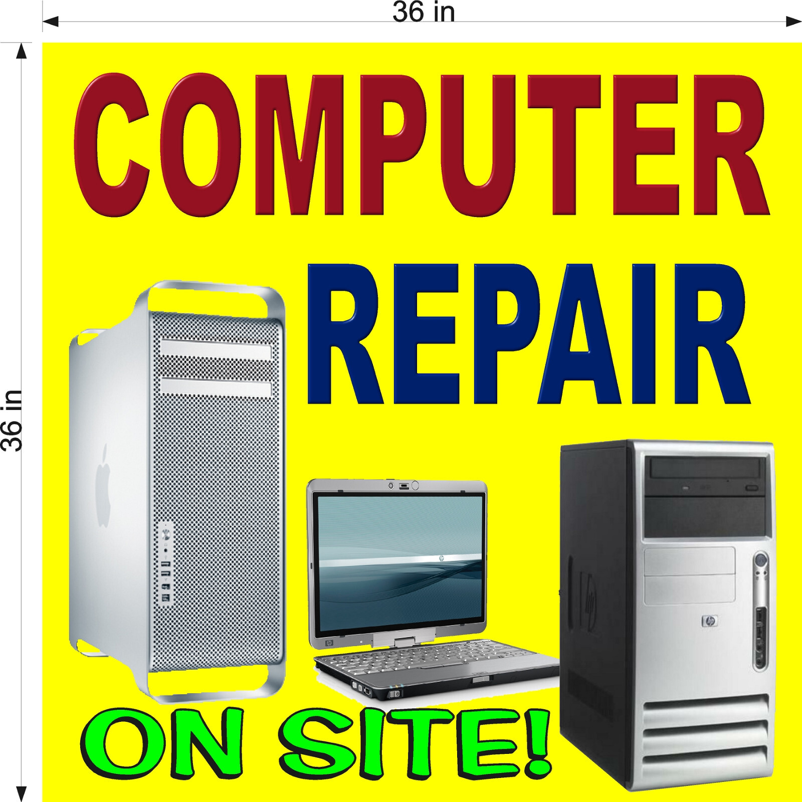 NEW! PERFORATED WINDOW VINYL DECAL 3&prime; X 3&prime; ON SITE COMPUTER REPAIR