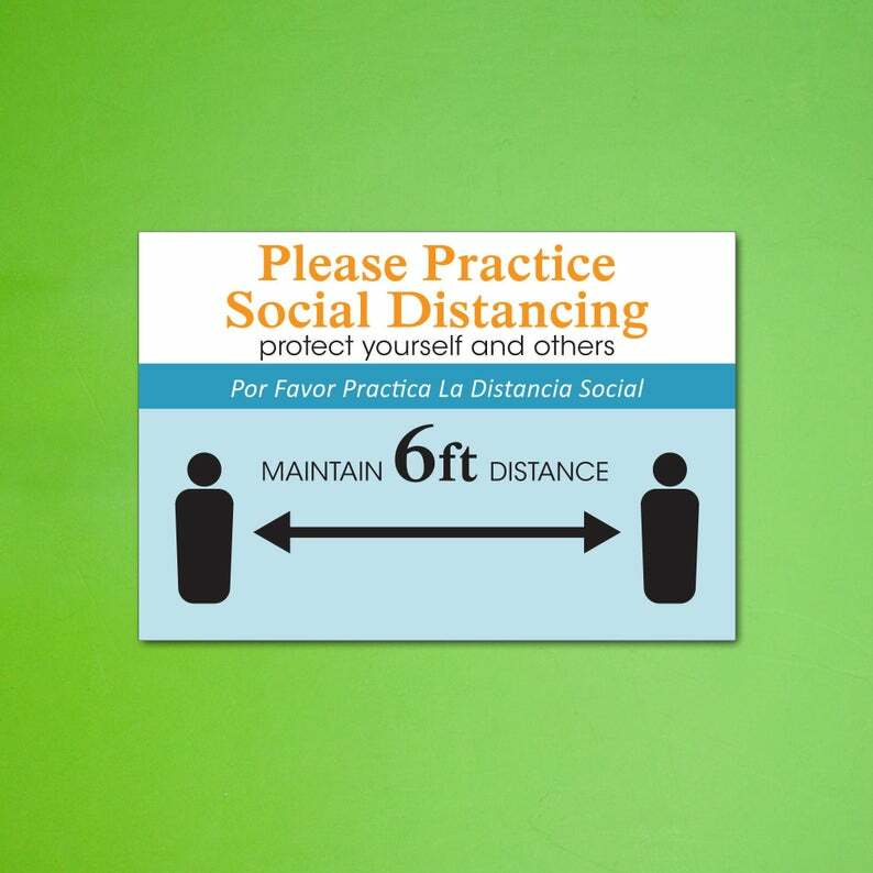 Please Practice Social Distancing Business Store Sign ~ 6ft Apart Sign 19&Prime; x 13&Prime;