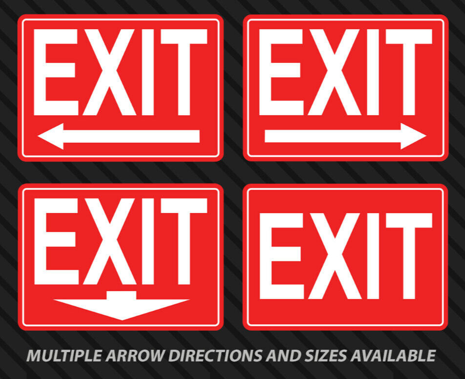 Exit sticker door arrow window business entrance exit sign emergency safety